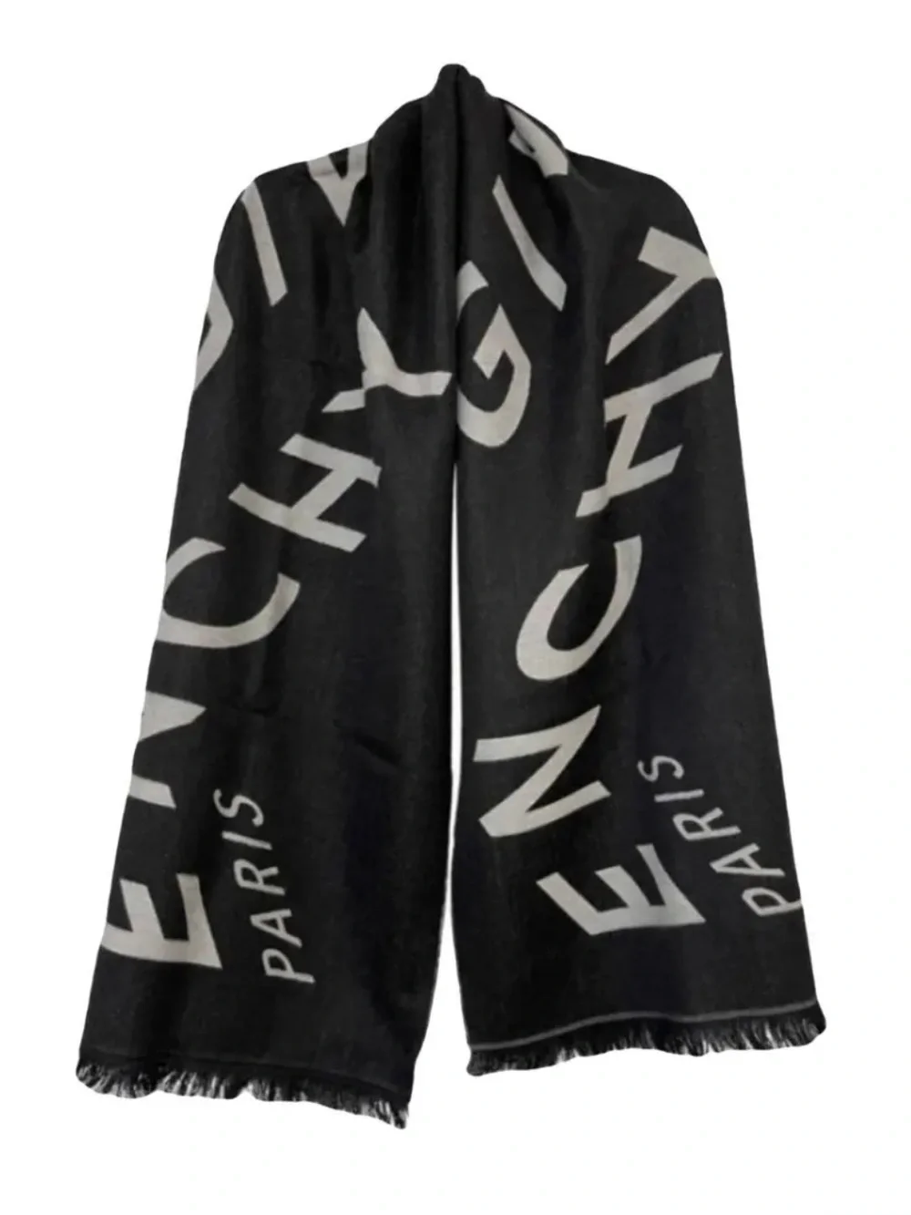 Givenchy chevron logo pattern wool scarf men women black grey Paris